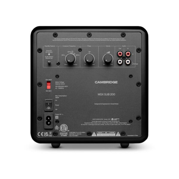Cambridge Audio MSX Sub 200 controlli crossover fase RCA