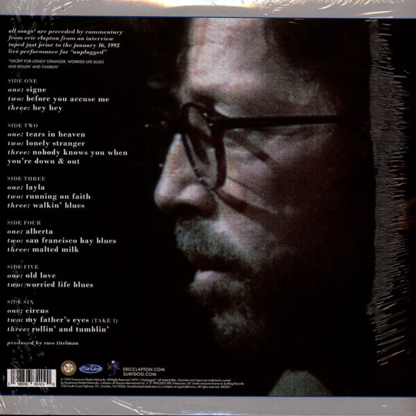 Eric Clapton Unplugged Enhanced Edition retro copertina con tracklist