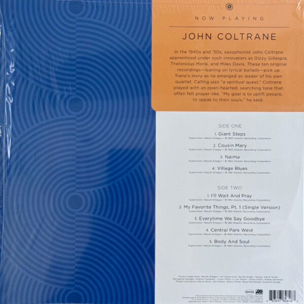 Retro copertina John Coltrane Now Playing con tracklist