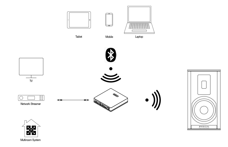 Hub wireless hi-fi Piega Connect per diffusori Piega Ace Wireless