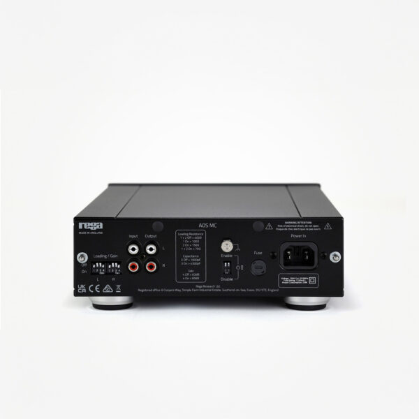Rega Aos MC pannello posteriore con regolazioni DIP switch