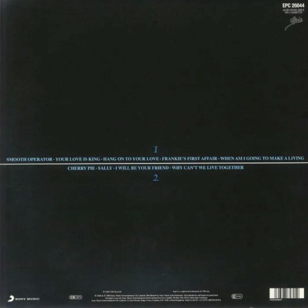 Sade Diamond Life LP Epic Sony Music – retro copertina con tracklist