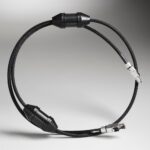 Cavo Shunyata Sigma-X Ethernet avvolto ad anello con i due moduli TAPc in fibra di carbonio e i connettori RJ45