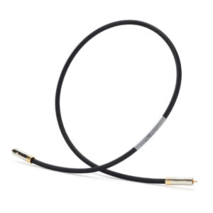 Cavo coassiale digitale Shunyata Theta S/PDIF nero arrotolato con fascetta grigia e connettori RCA
