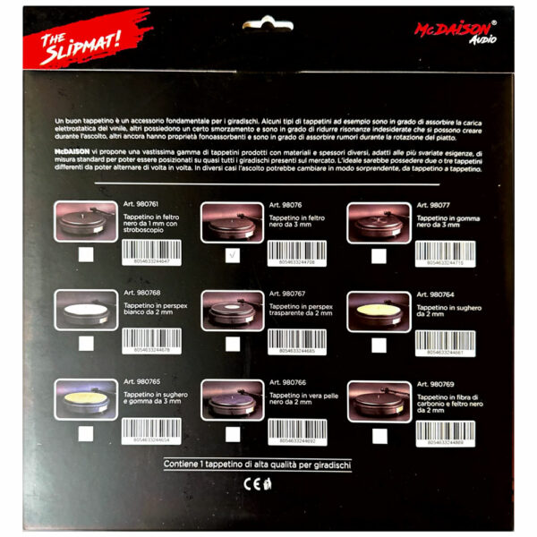 Tappetino Antistatico in Feltro Nero da 3 mm. per Giradischi