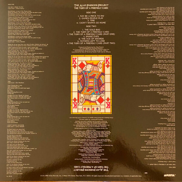 Alan Parsons Project The Turn of a Friendly Card vinile 180 grammi Speakers Corner