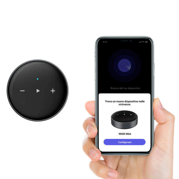 WiiM Mini streamer setup con smartphone