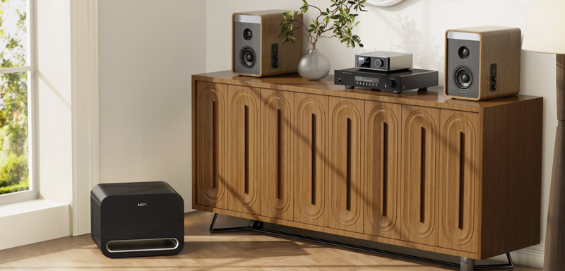 WiiM Sub Pro inserito in impianto Hi-Fi con diffusori passivi
