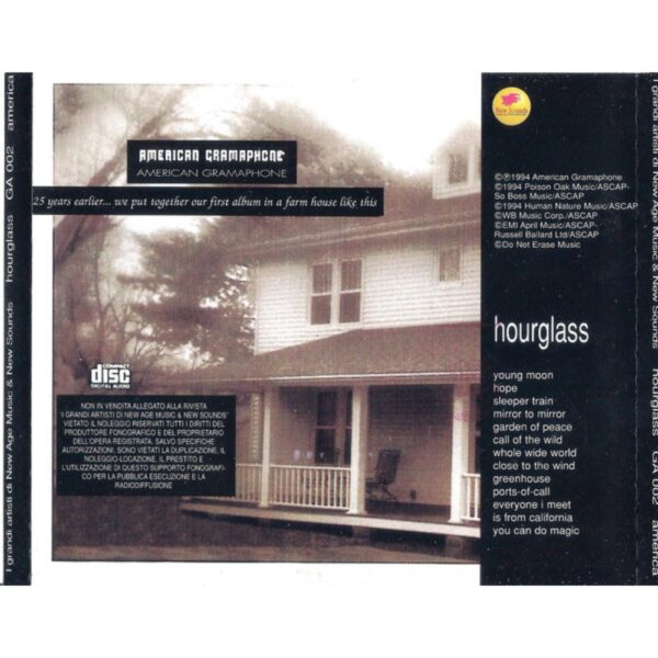 America – Hourglass, retro della confezione del CD