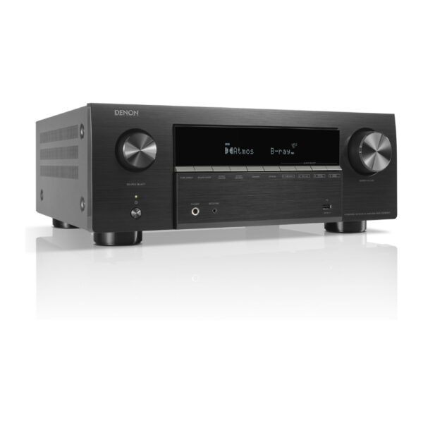 Sintoamplificatore AV Denon AVC-X3900H nero visto di tre quarti dal lato sinistro