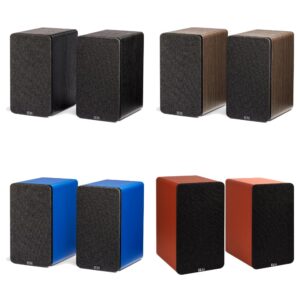 ELAC Debut ConneX DCB41 nelle finiture nero, noce, blu e arancione