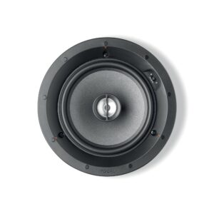 Diffusore da incasso Focal 100 ICW6 visto di fronte senza griglia, con woofer Polyglass da 16,5 cm e tweeter coassiale al centro