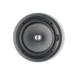 Diffusore da incasso Focal 100 ICW8 visto di fronte senza griglia, con woofer Polyglass da 21 cm e tweeter coassiale al centro