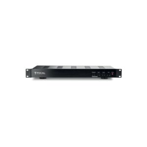 Amplificatore Focal 100 IWSUB8 Amplifier nero in formato rack 1U visto di fronte, con il logo Focal