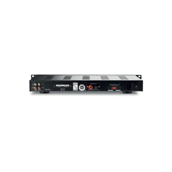 Pannello posteriore del Focal 100 IWSUB8 Amplifier con ingressi RCA, morsetti per il subwoofer e presa di alimentazione