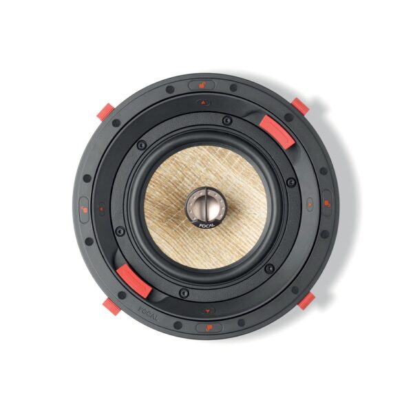 Focal 300 ICW6 vista frontale Diffusore da incasso Focal 300 ICW6 visto di fronte senza griglia, con woofer in lino Flax da 16,5 cm e tweeter coassiale