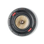 Diffusore da incasso Focal 300 ICW8 visto di fronte senza griglia, con woofer in lino Flax da 21 cm e tweeter coassiale