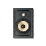Diffusore rettangolare da parete Focal 300 IW6 visto di fronte senza griglia, con tweeter in alto e woofer in lino Flax da 16,5 cm