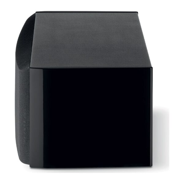 Fianco del Focal Aria Evo X Center nero lucido con griglia, vista di profilo