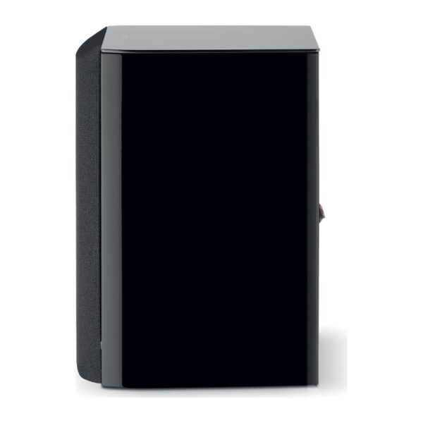 Fianco del Focal Aria Evo X N°1 nero lucido con griglia, vista di profilo