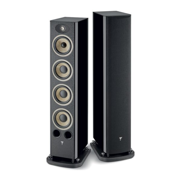 Coppia di diffusori Focal Aria Evo X N°3 nero lucido, uno senza griglia e uno con griglia