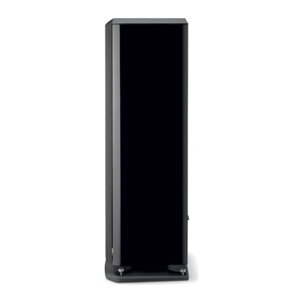 Fianco del Focal Aria Evo X N°3 nero lucido con griglia, vista di profilo