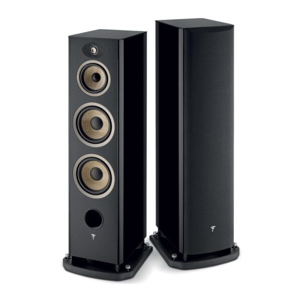 Coppia di diffusori Focal Aria Evo X N°4 nero lucido, uno senza griglia e uno con griglia