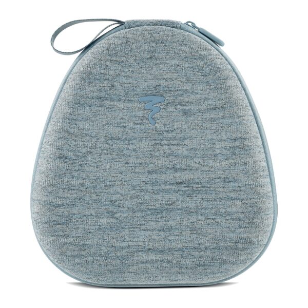 Custodia in tessuto azzurro delle cuffie Focal Azurys, chiusa