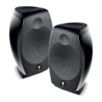 Coppia di satelliti Focal Sib Evo Dolby Atmos 2.0 neri lucidi affiancati, vista di tre quarti