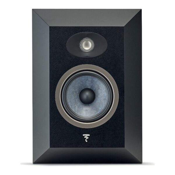 Focal Theva Surround diffusore da parete nero senza griglia, vista frontale con tweeter TNF e cono Slatefiber da 16,5 cm