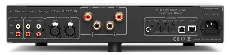 Hegel H120 amplificatore stereofonico connessioni