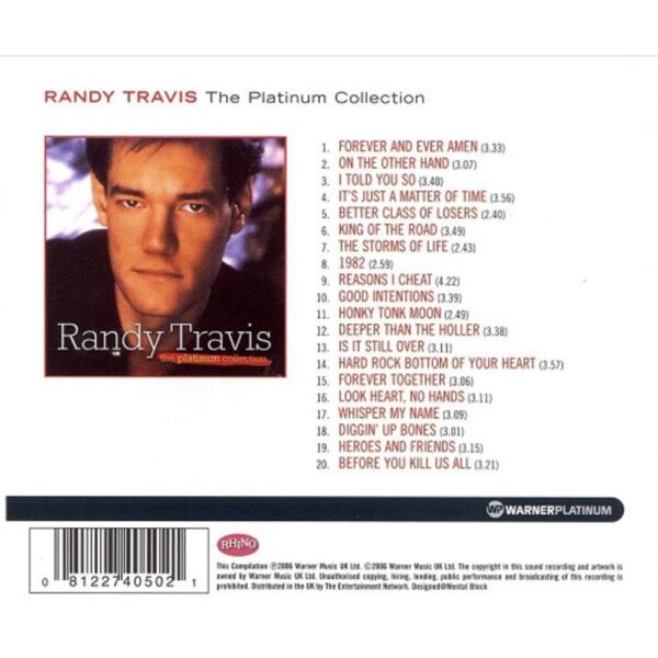 Randy Travis – The Platinum Collection, retro della confezione del CD