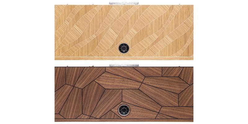 Piani superiori della Ruark R810 MiE in rovere Leaf-Line e in noce Penta-Chord